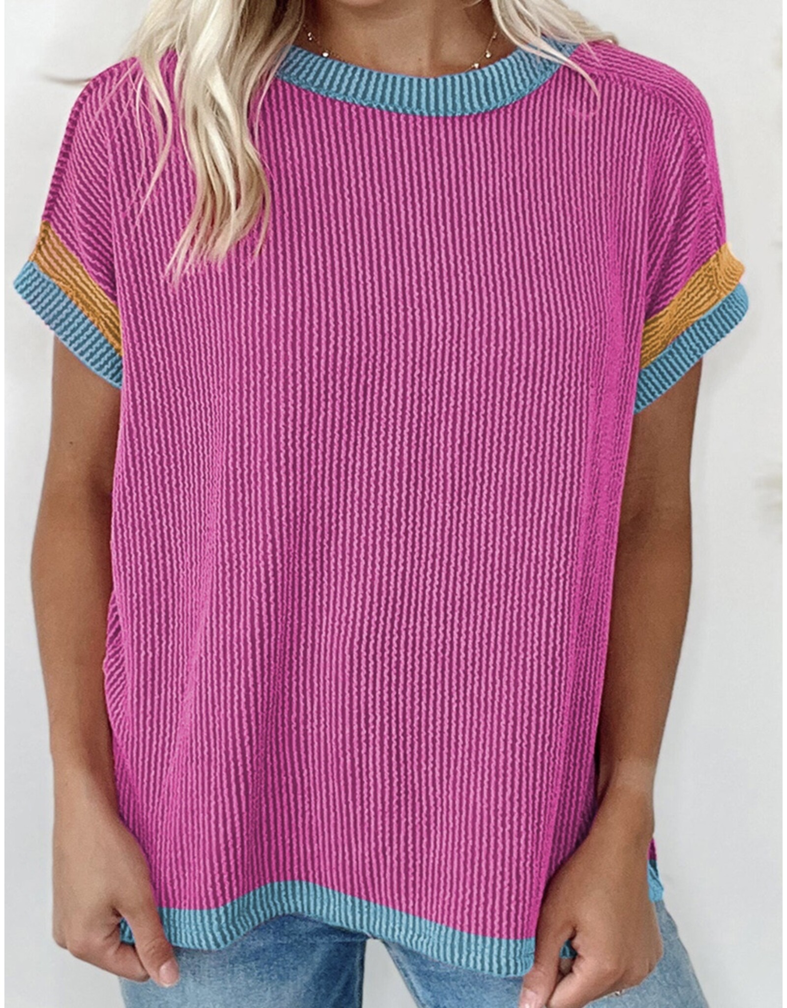 LATA Bright Pink Textured Contrast Trim