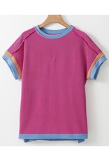 LATA Bright Pink Textured Contrast Trim