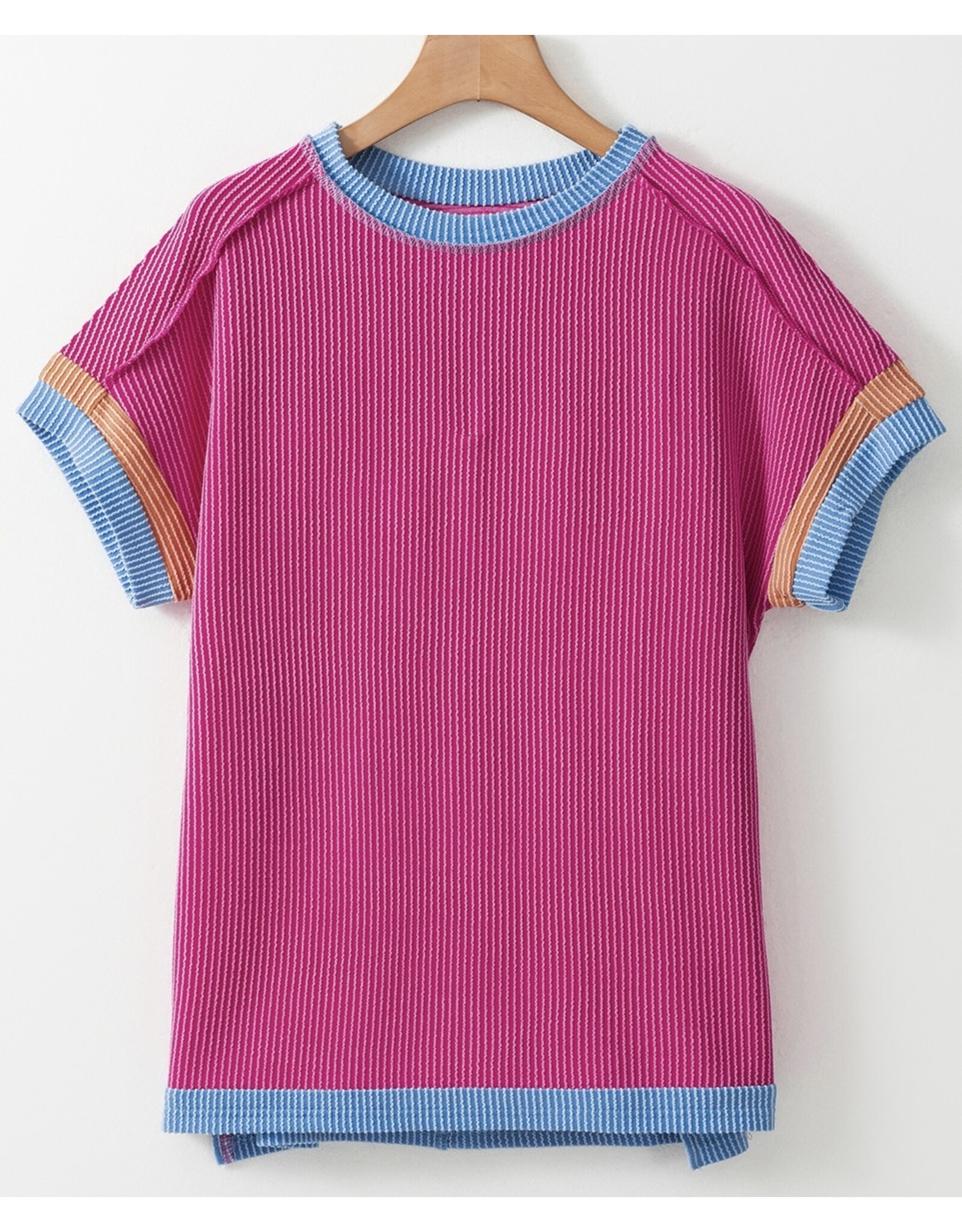 LATA Bright Pink Textured Contrast Trim