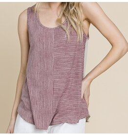 Burgundy/Taupe striped tank