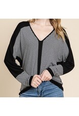 Black & Gray Stripe Dolman Top