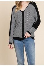 Black & Gray Stripe Dolman Top