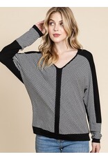 Black & Gray Stripe Dolman Top