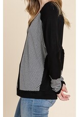 Black & Gray Stripe Dolman Top