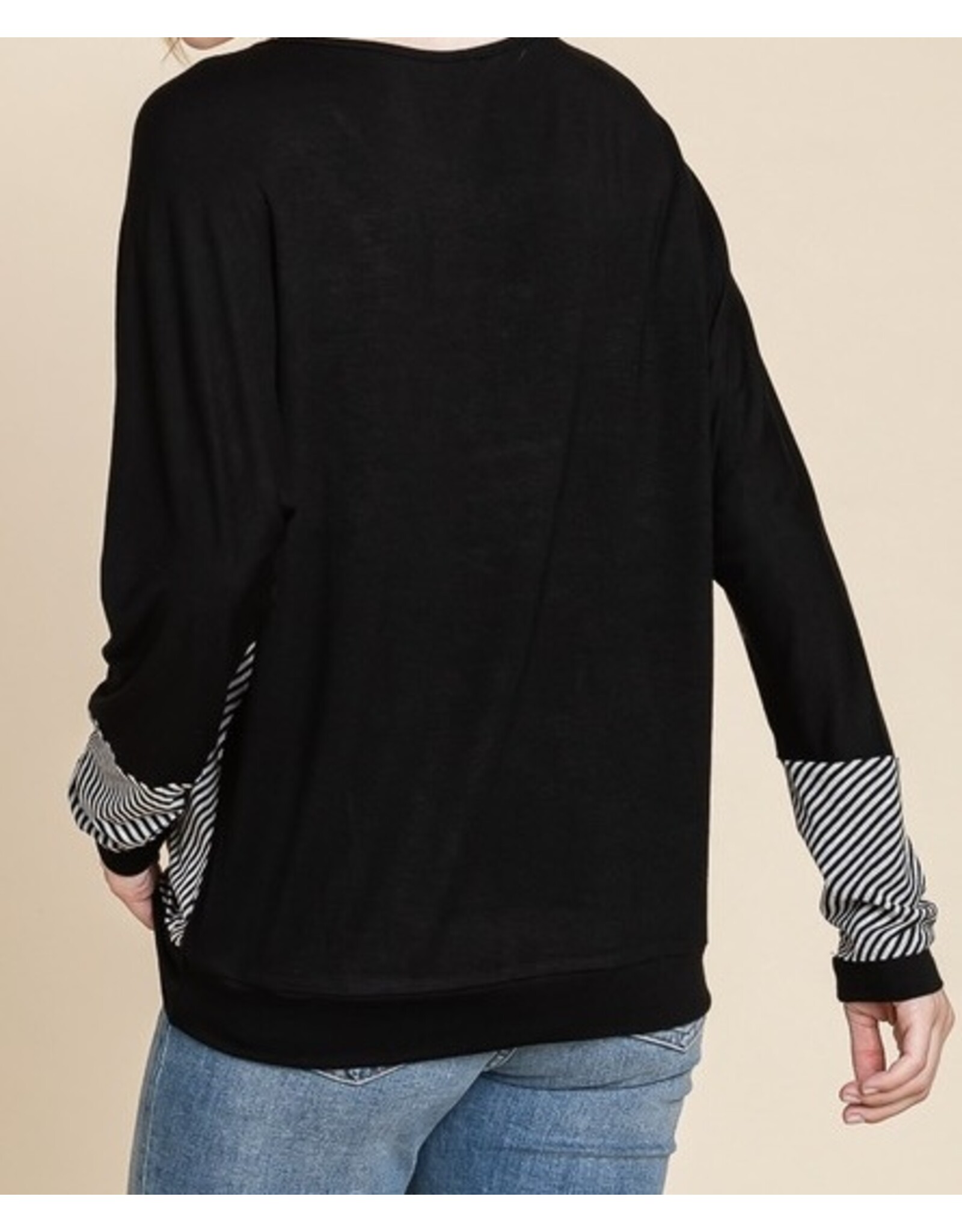 Black & Gray Stripe Dolman Top