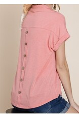 Coral top with back button detail