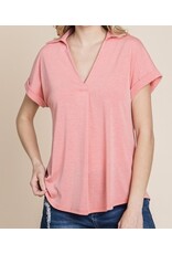 Coral top with back button detail