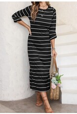 LATA Striped Slit Long Dress