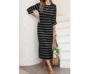 Striped Slit Long Dress - LA Trends Addict Striped Slit Long Dress - LA Trends Addict