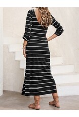 LATA Striped Slit Long Dress