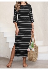 LATA Striped Slit Long Dress