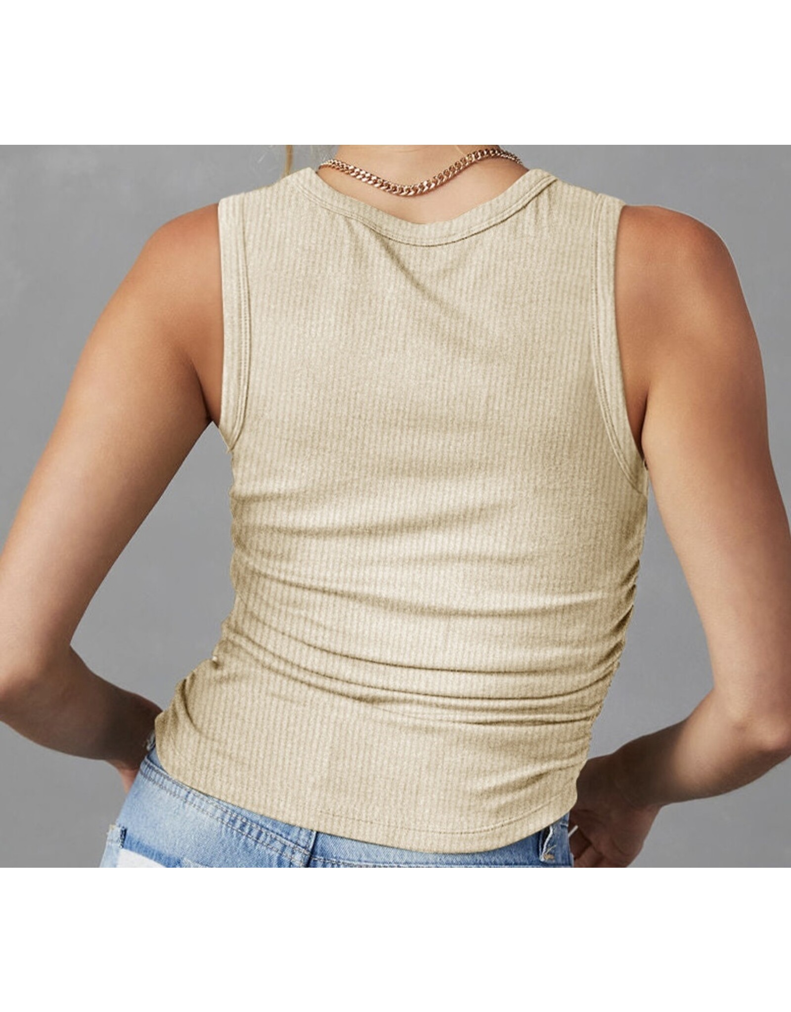 LATA Ruched Side Slim Tank Top