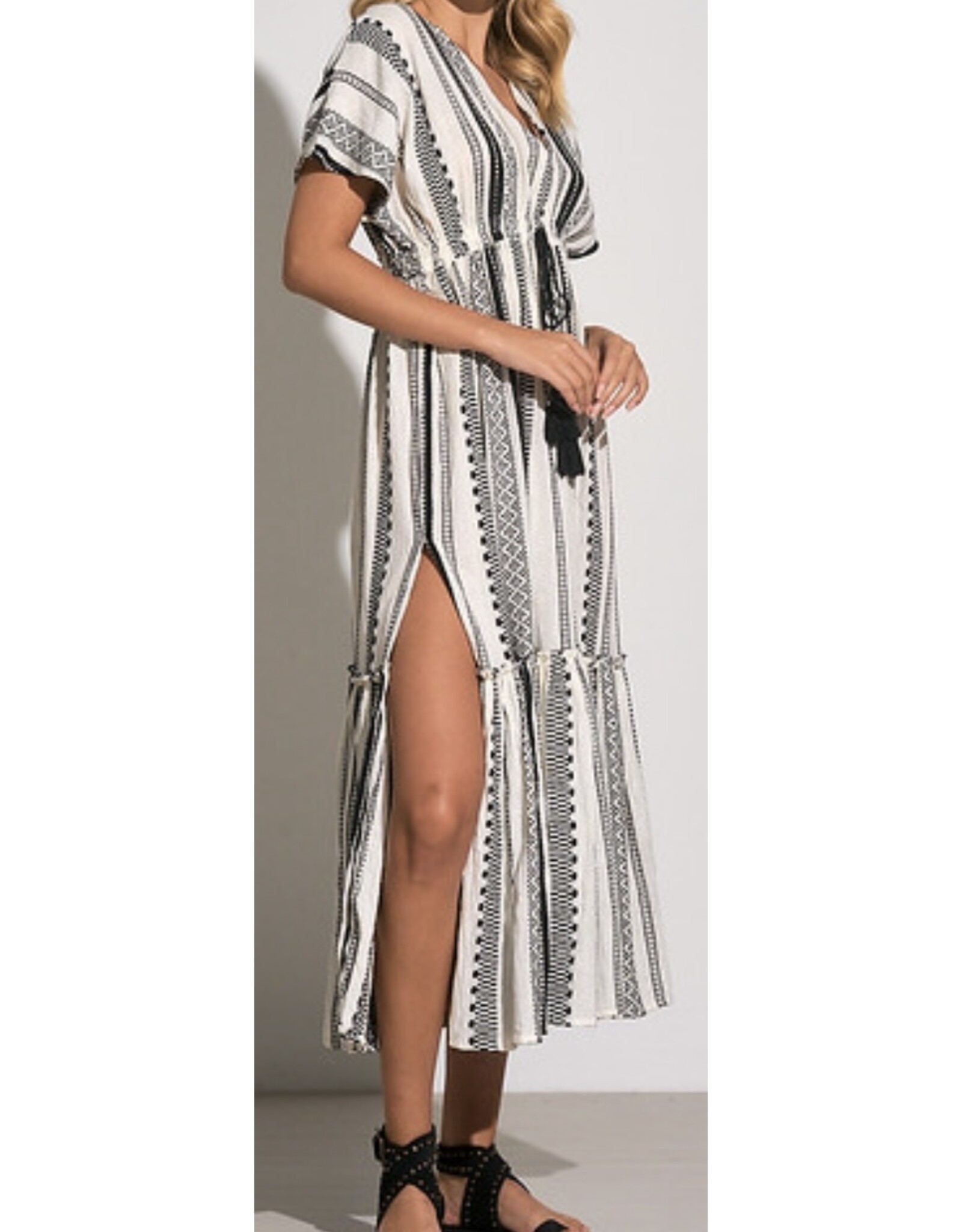 Elan Elan Black & White Jacquard Maxi
