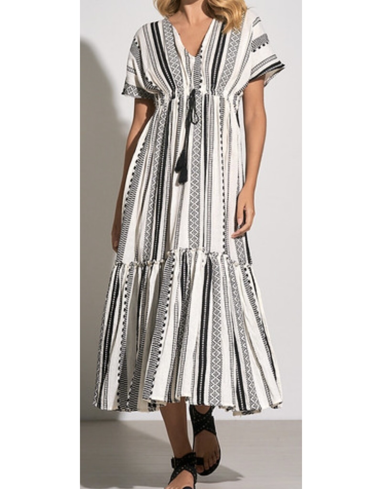 Elan Elan Black & White Jacquard Maxi