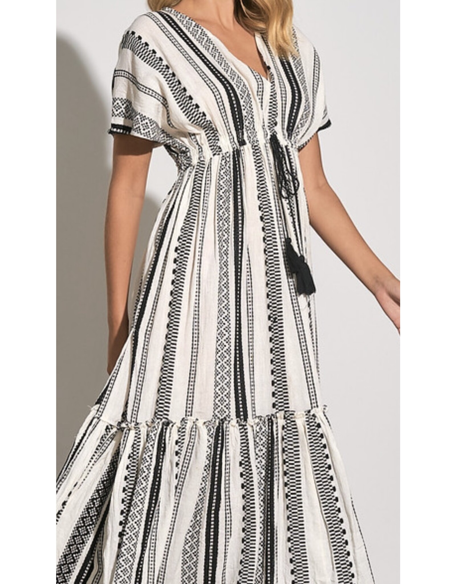 Elan Elan Black & White Jacquard Maxi