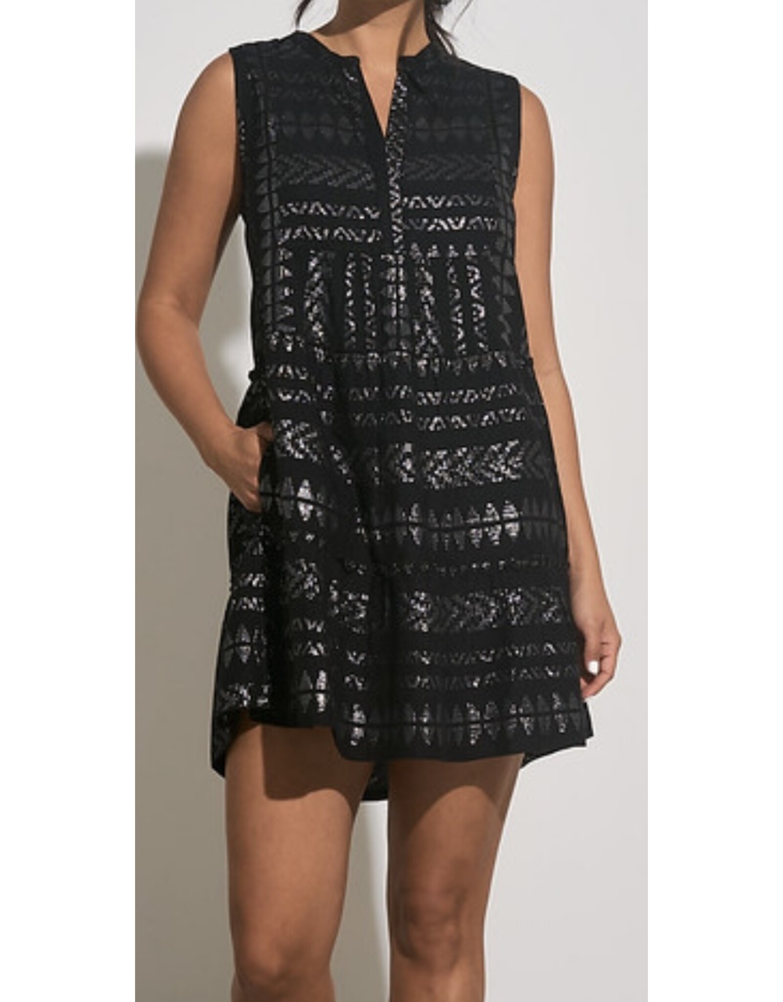 Elan ELAN Black Metallic Dress