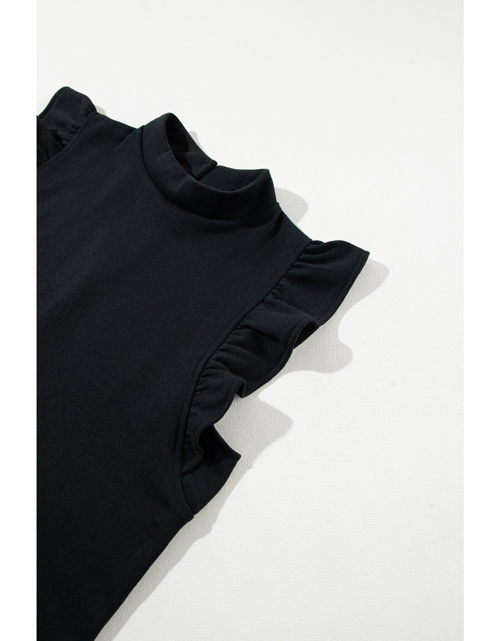 LATA Black Flutter Slv Shift Dress