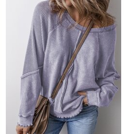 LATA Orchid Waffle Knit Sweatshirt