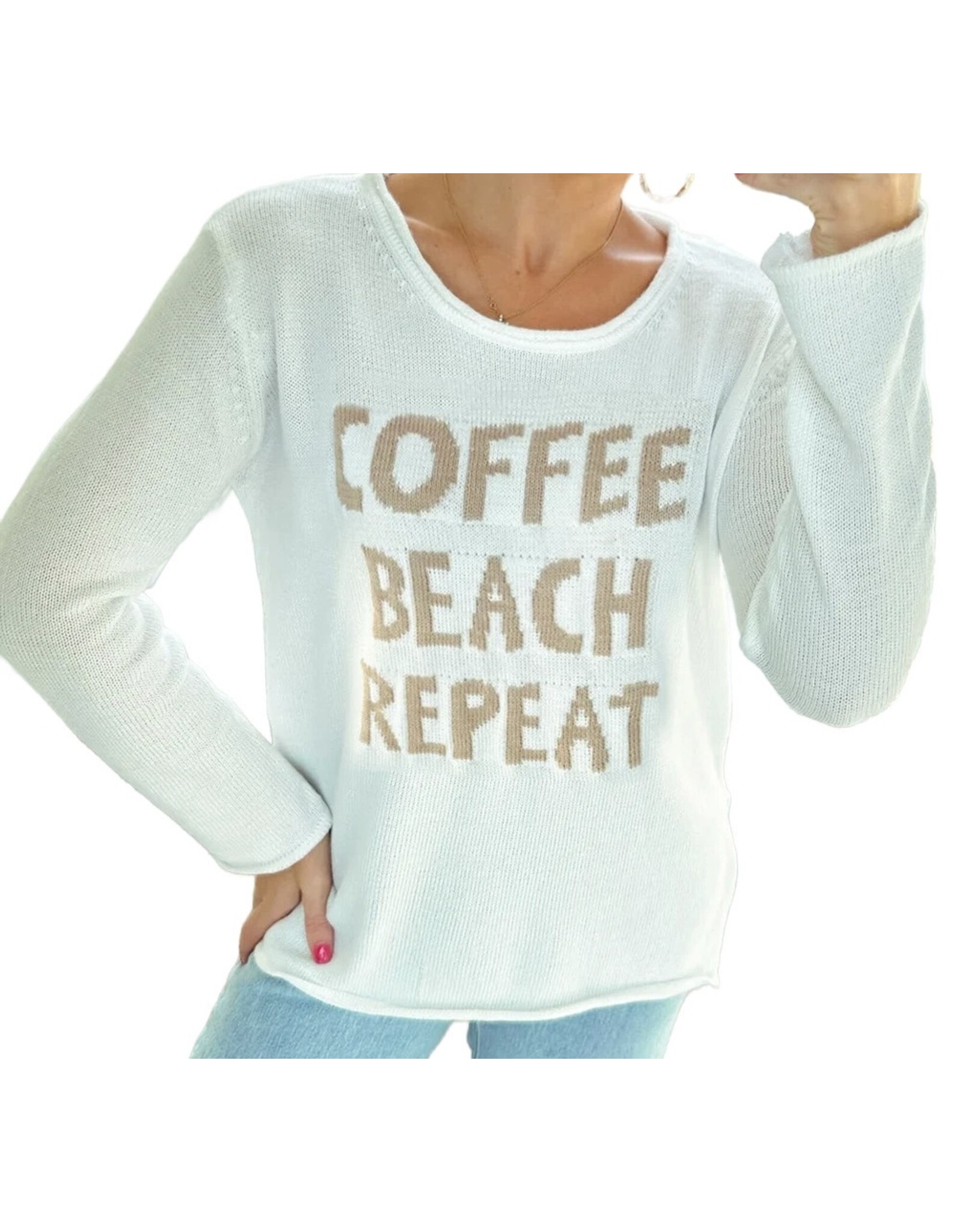 LATA White COFFEE BEACH REPEAT Sweater