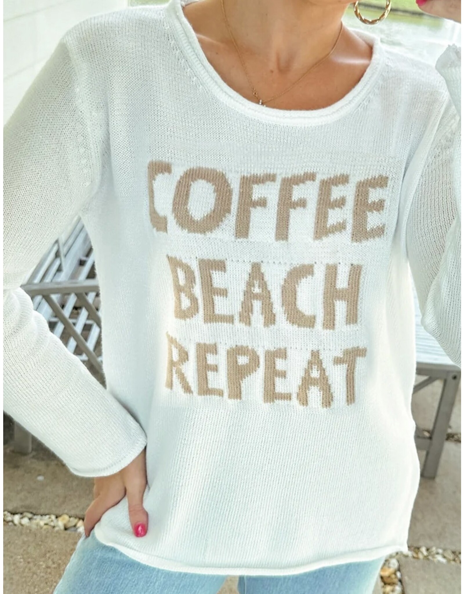 LATA White COFFEE BEACH REPEAT Sweater