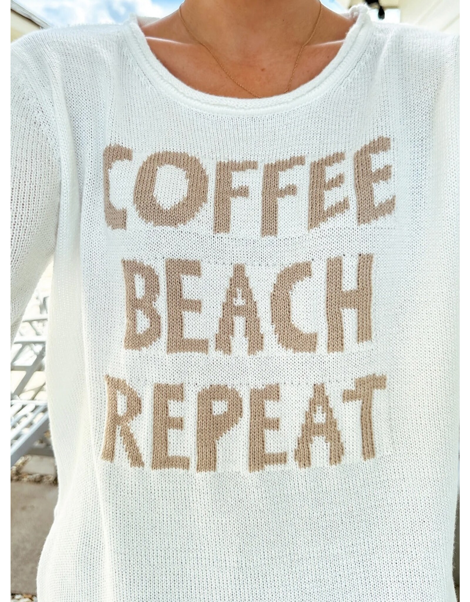 LATA White COFFEE BEACH REPEAT Sweater