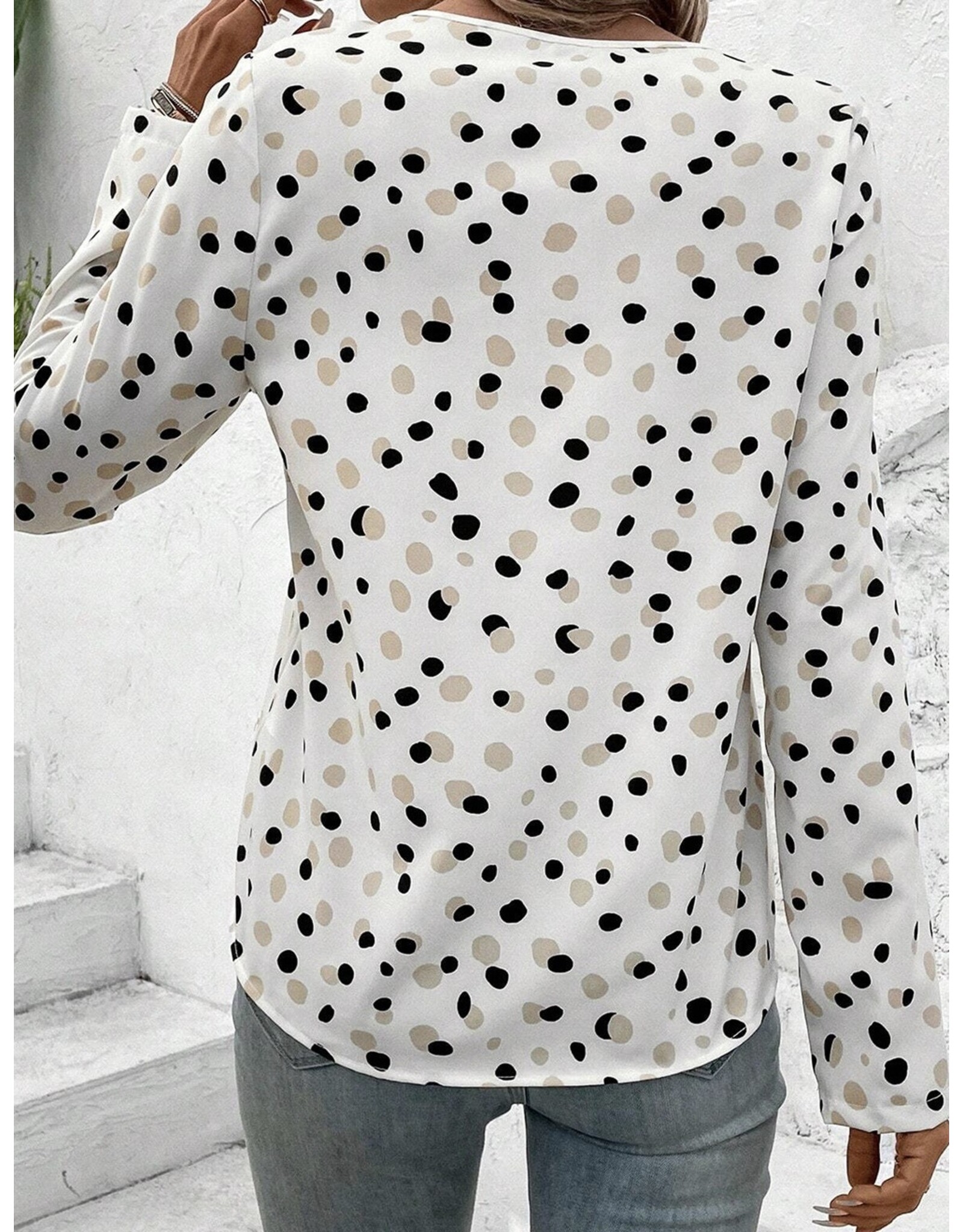LATA White Polka Dot Print Blouse