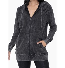 mono Oversized Mineral-Washed Hooded Jacket