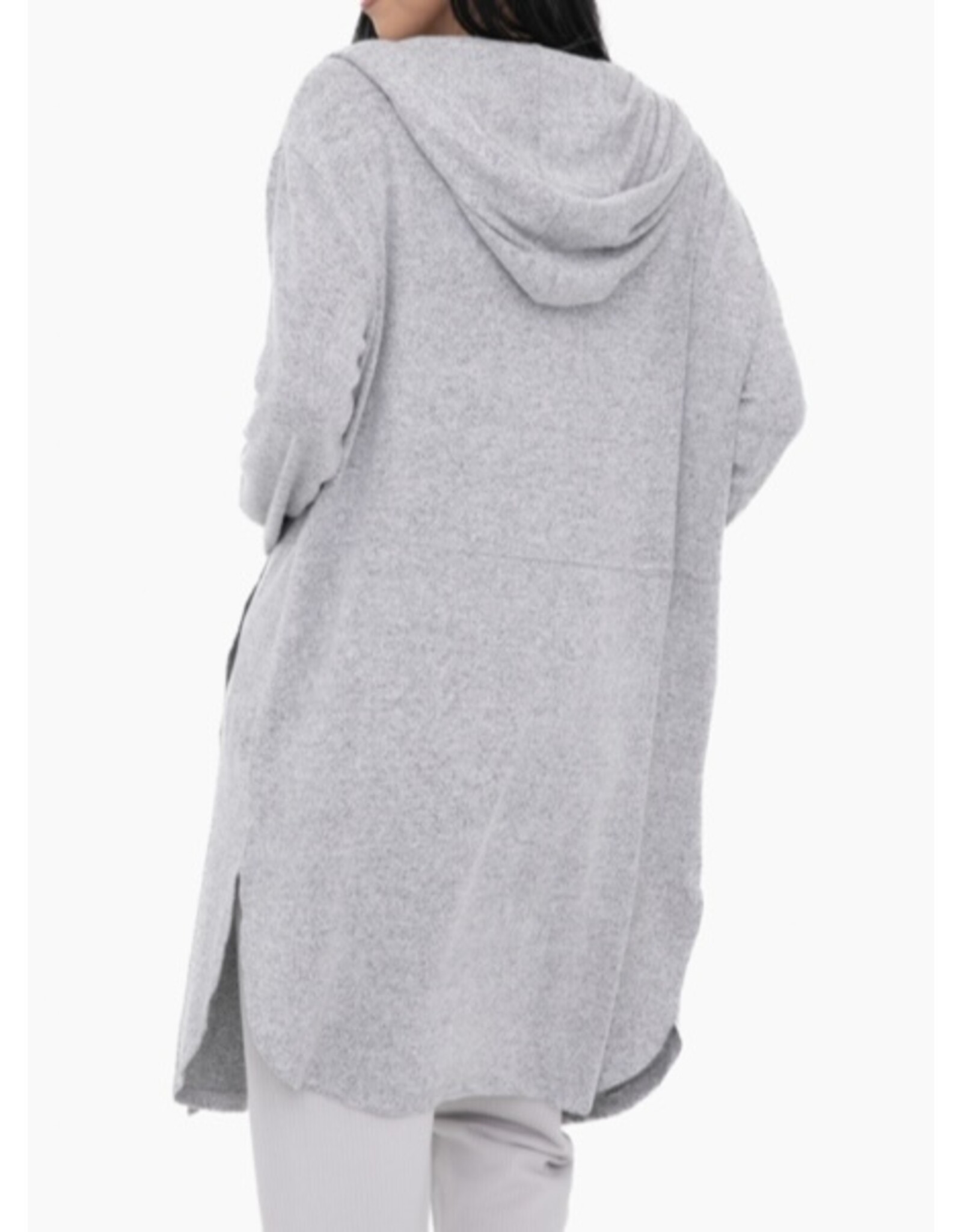 mono b Long Open Cardigan with Hoody