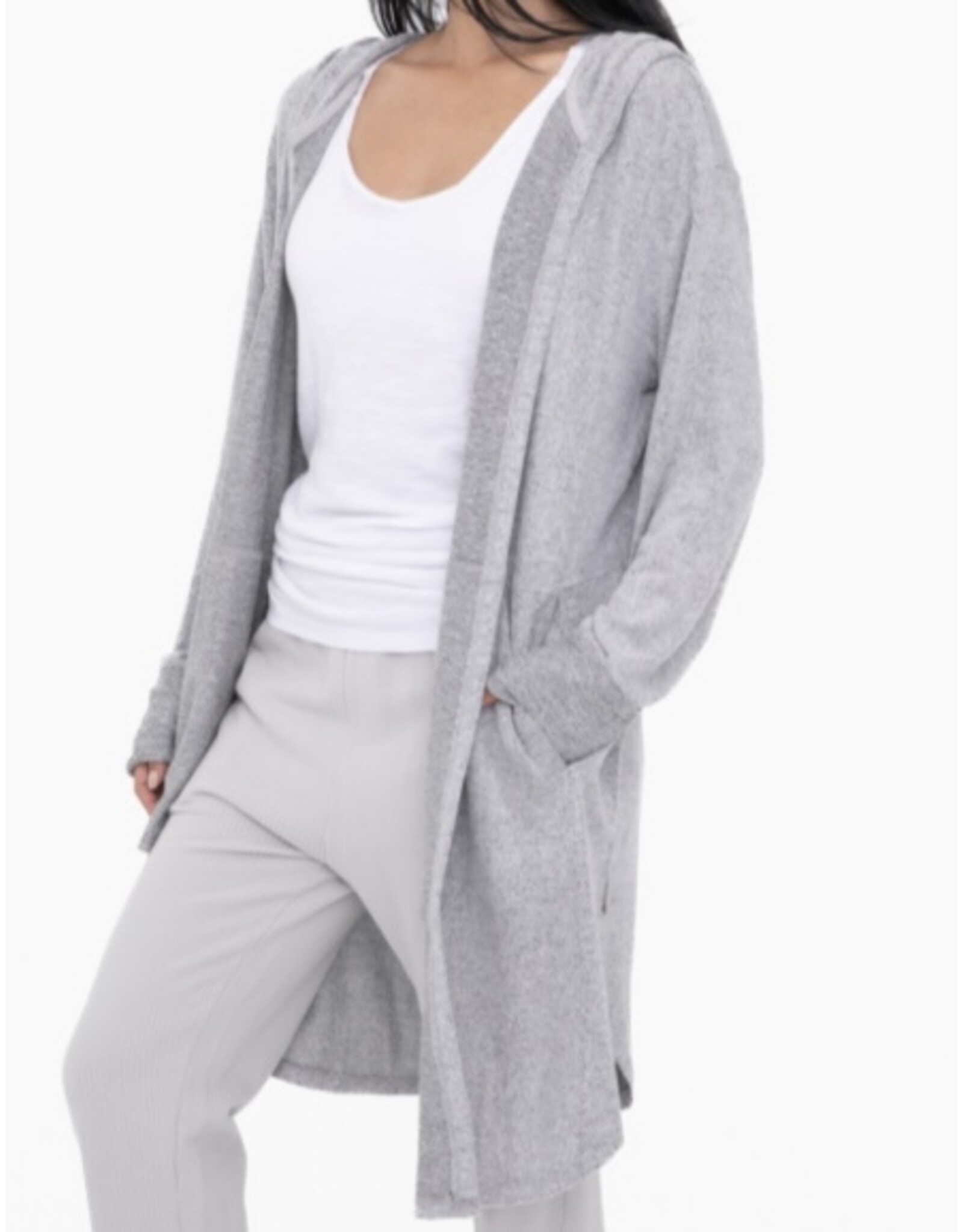 mono b Long Open Cardigan with Hoody