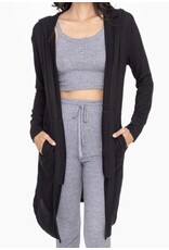 mono b Long Open Cardigan with Hoody