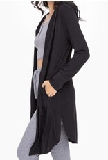mono b Long Open Cardigan with Hoody