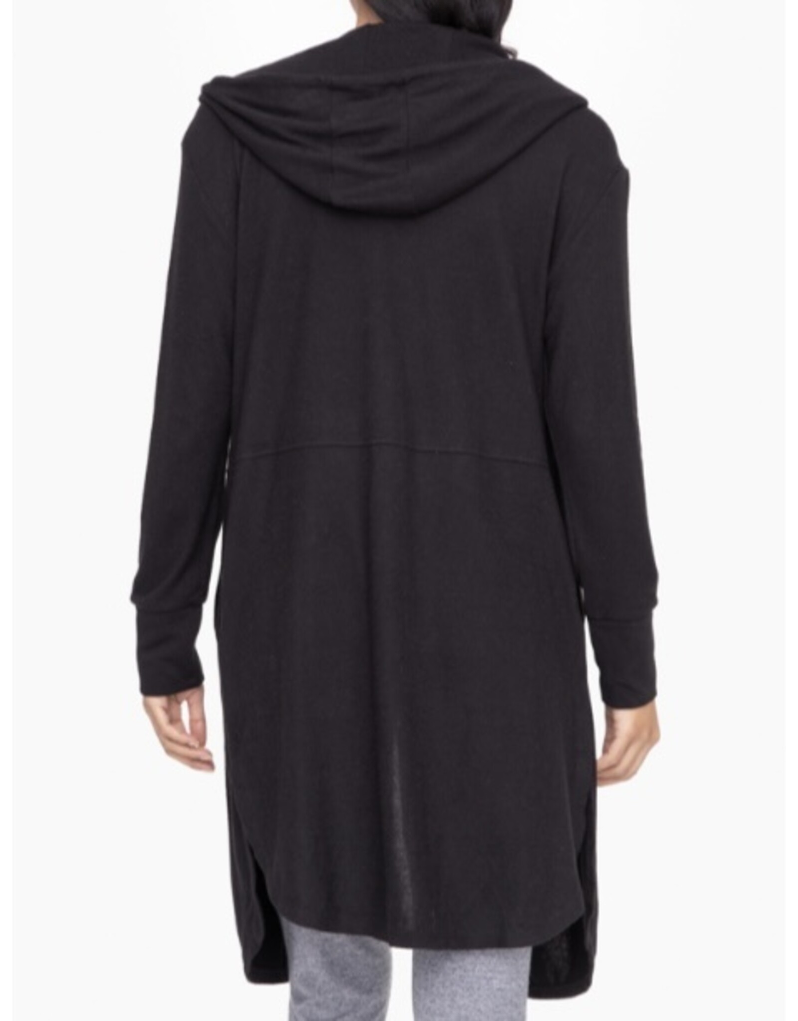 mono b Long Open Cardigan with Hoody