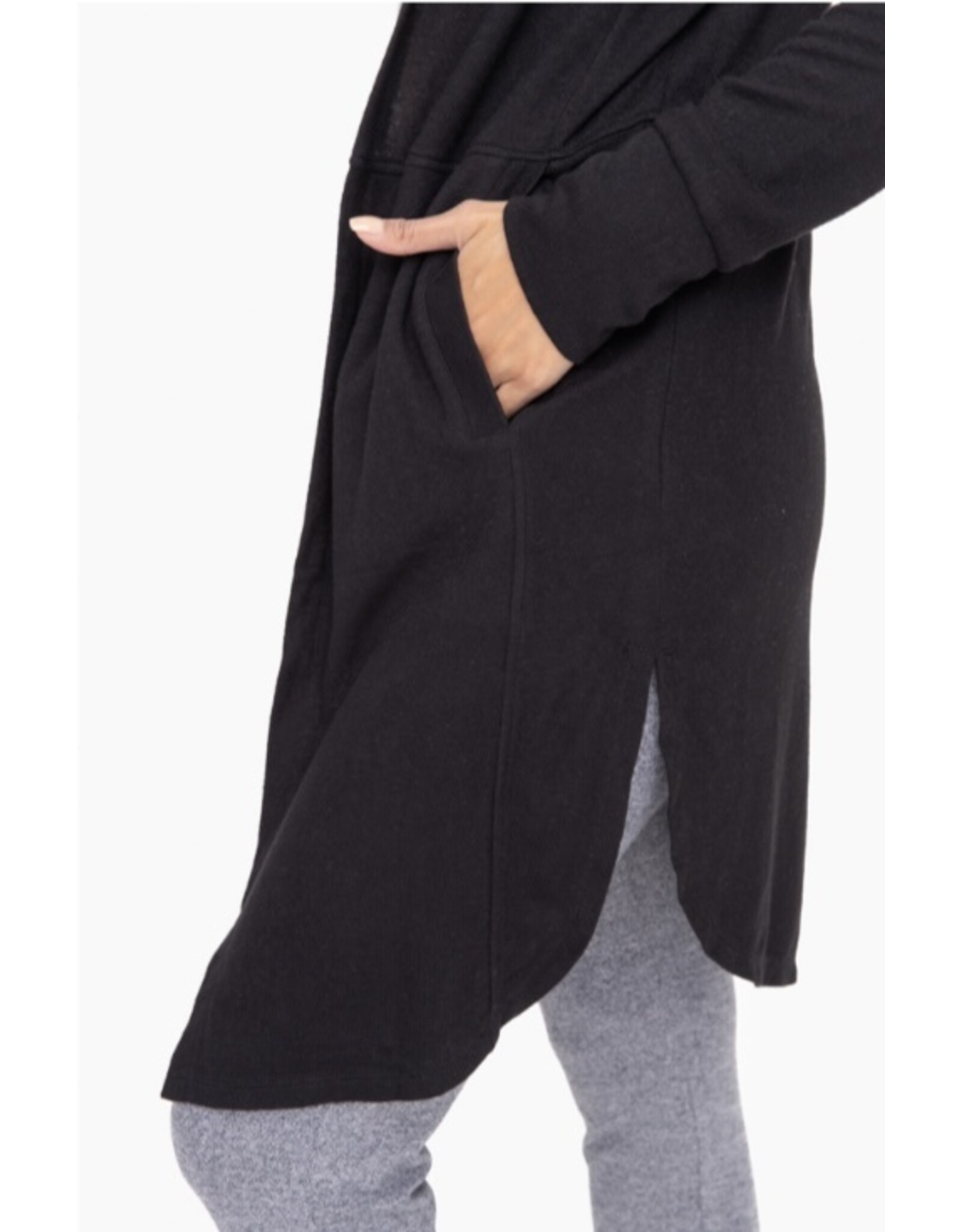 mono b Long Open Cardigan with Hoody