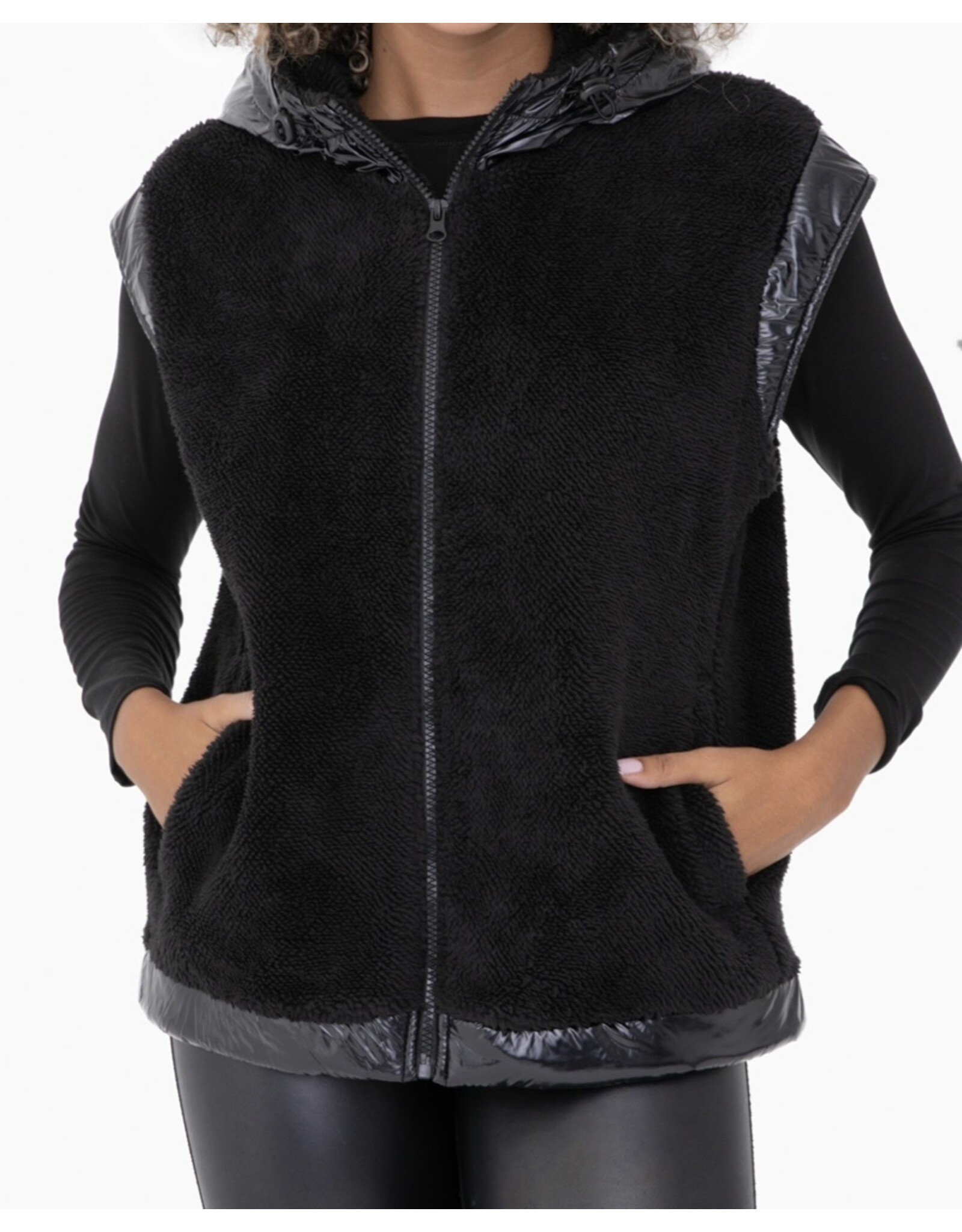 mono b Black Faux Fur Vest