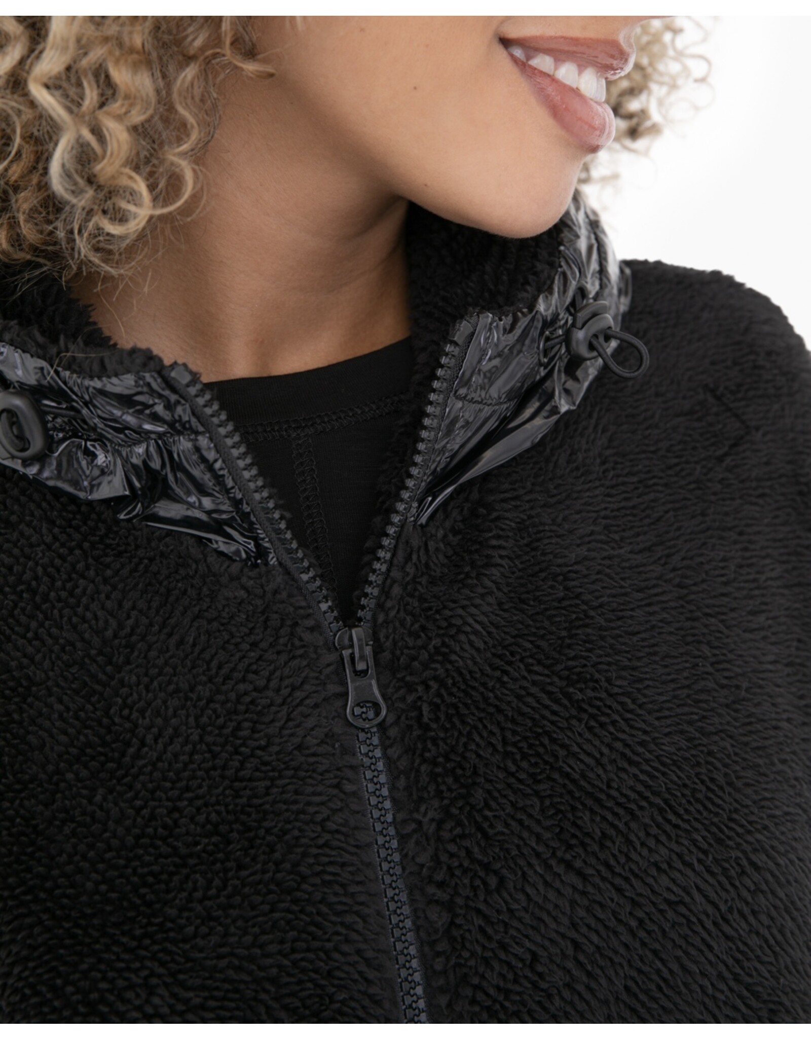 mono b Black Faux Fur Vest