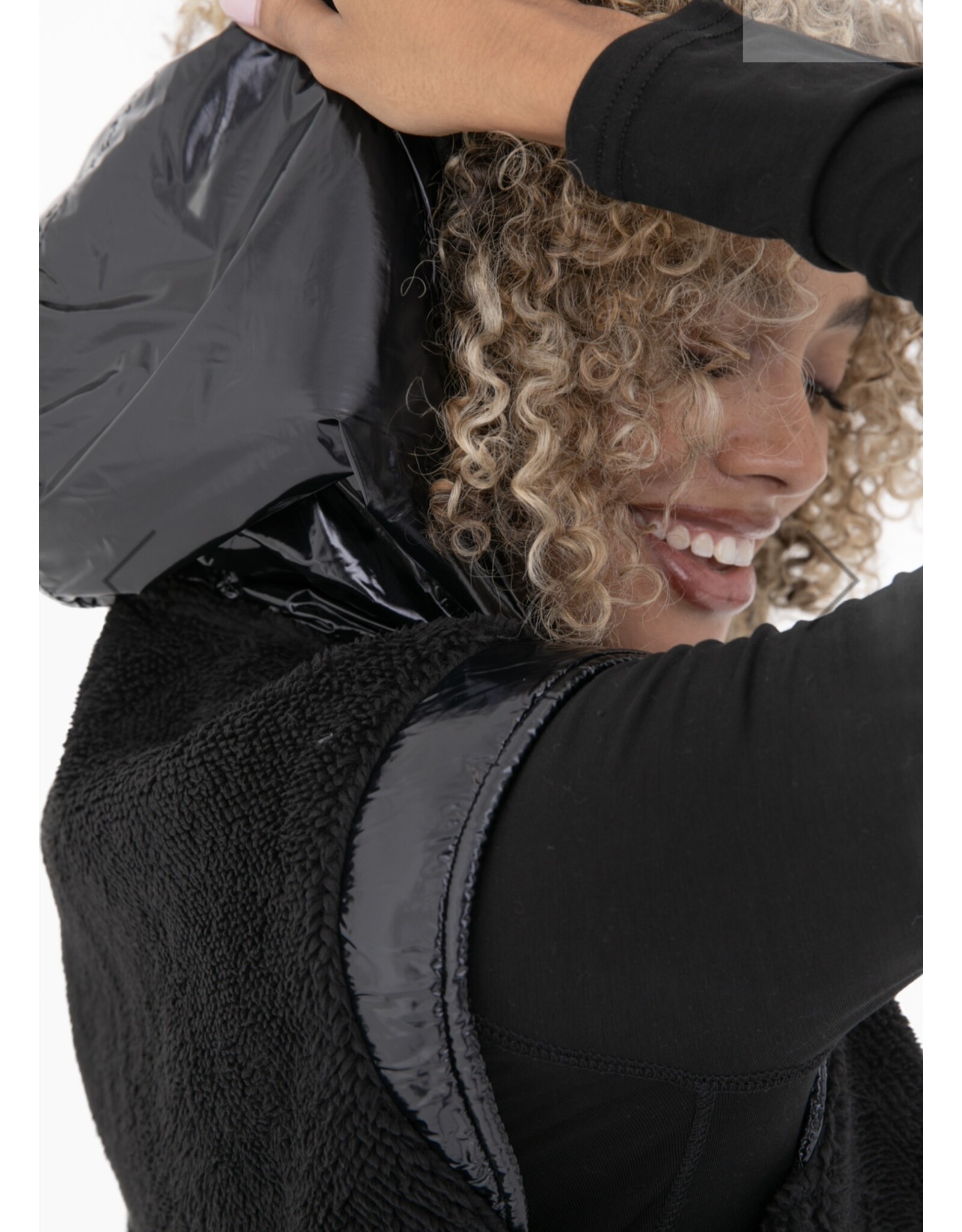 mono b Black Faux Fur Vest