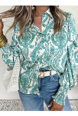 LATA Paisley Smocked Cuff Loose Shirt