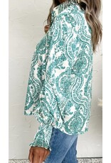 LATA Paisley Smocked Cuff Loose Shirt