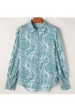 LATA Paisley Smocked Cuff Loose Shirt