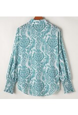 LATA Paisley Smocked Cuff Loose Shirt