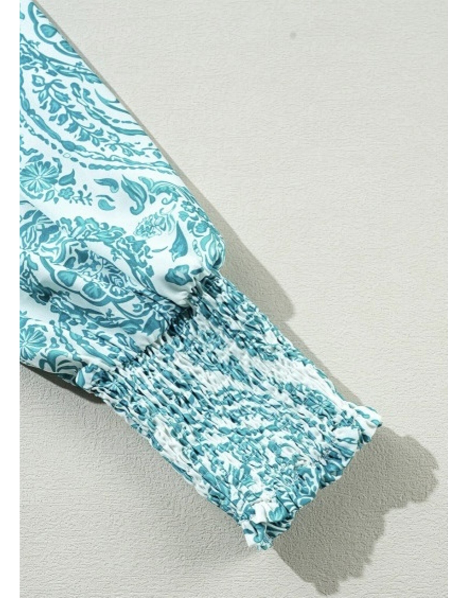 LATA Paisley Smocked Cuff Loose Shirt