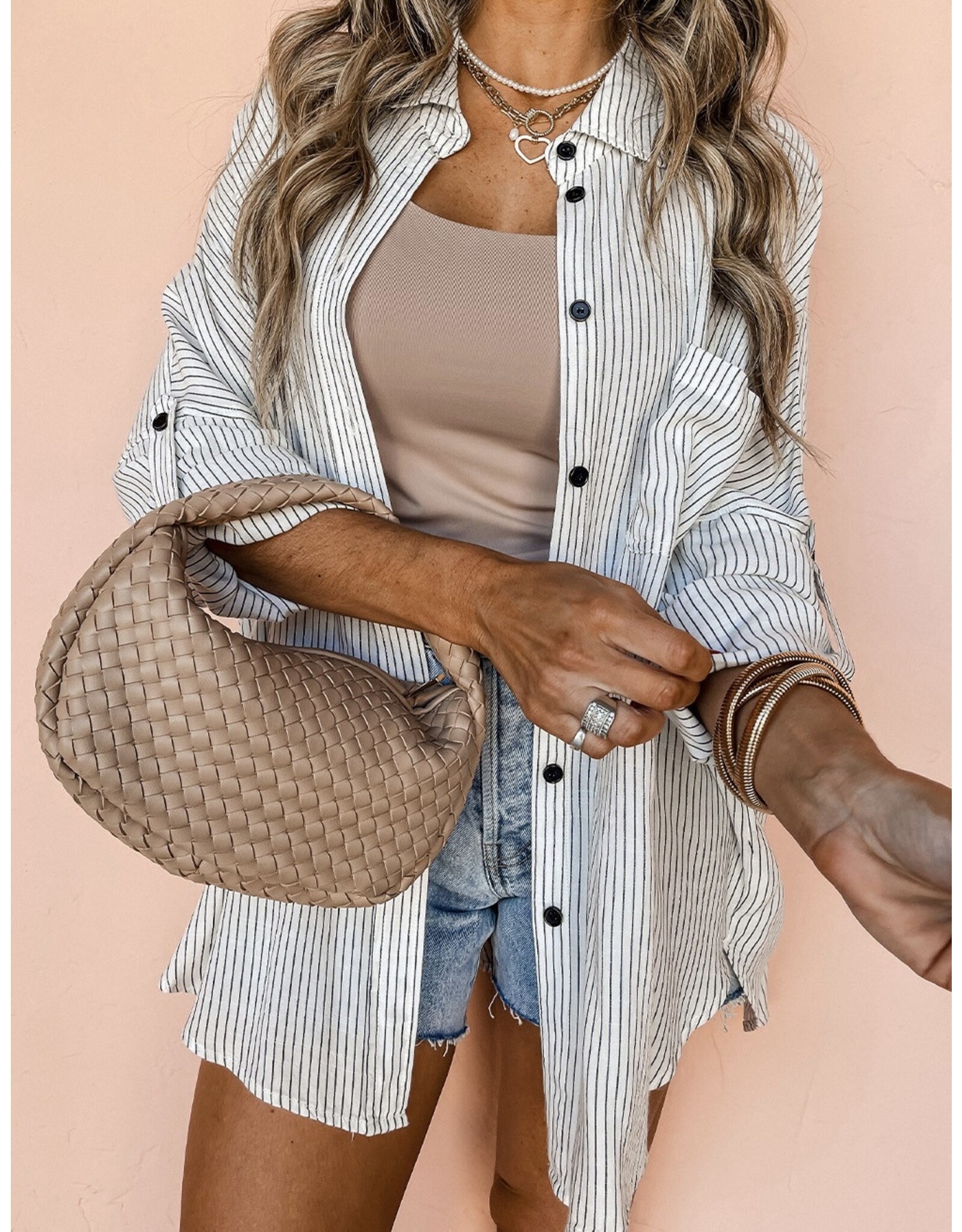 LATA Roll-Tab Sleeve Pocketed Long Shirt