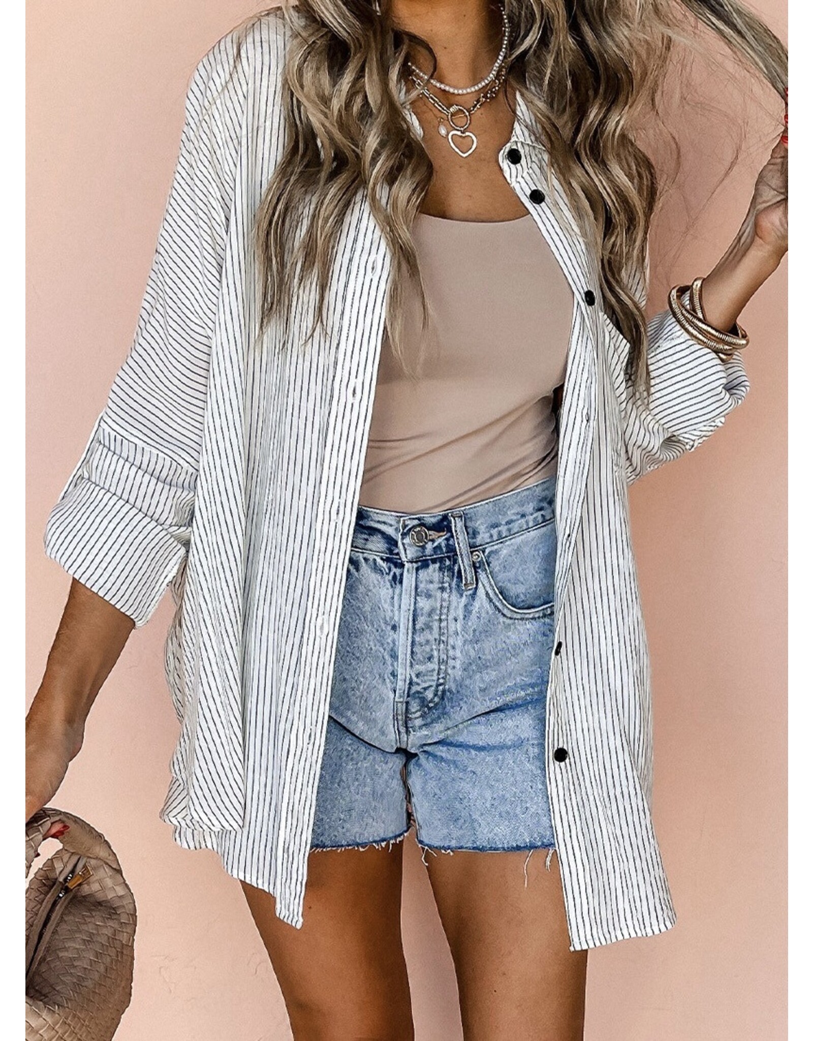 LATA Roll-Tab Sleeve Pocketed Long Shirt