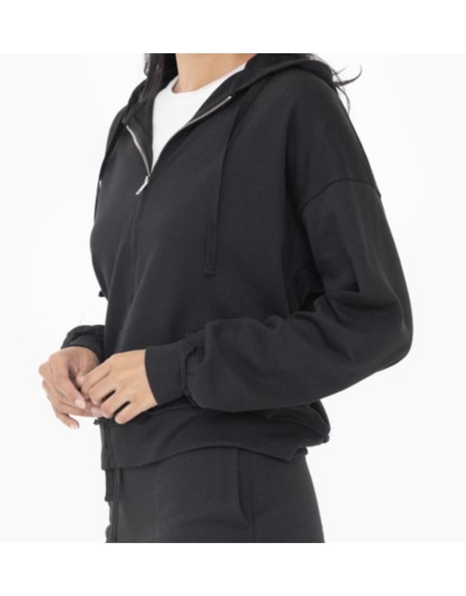 mono b  Raw Hem Zip-Up Hoodie