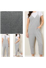 Striped V neck b/w jumpsuit