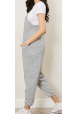 Striped V neck b/w jumpsuit