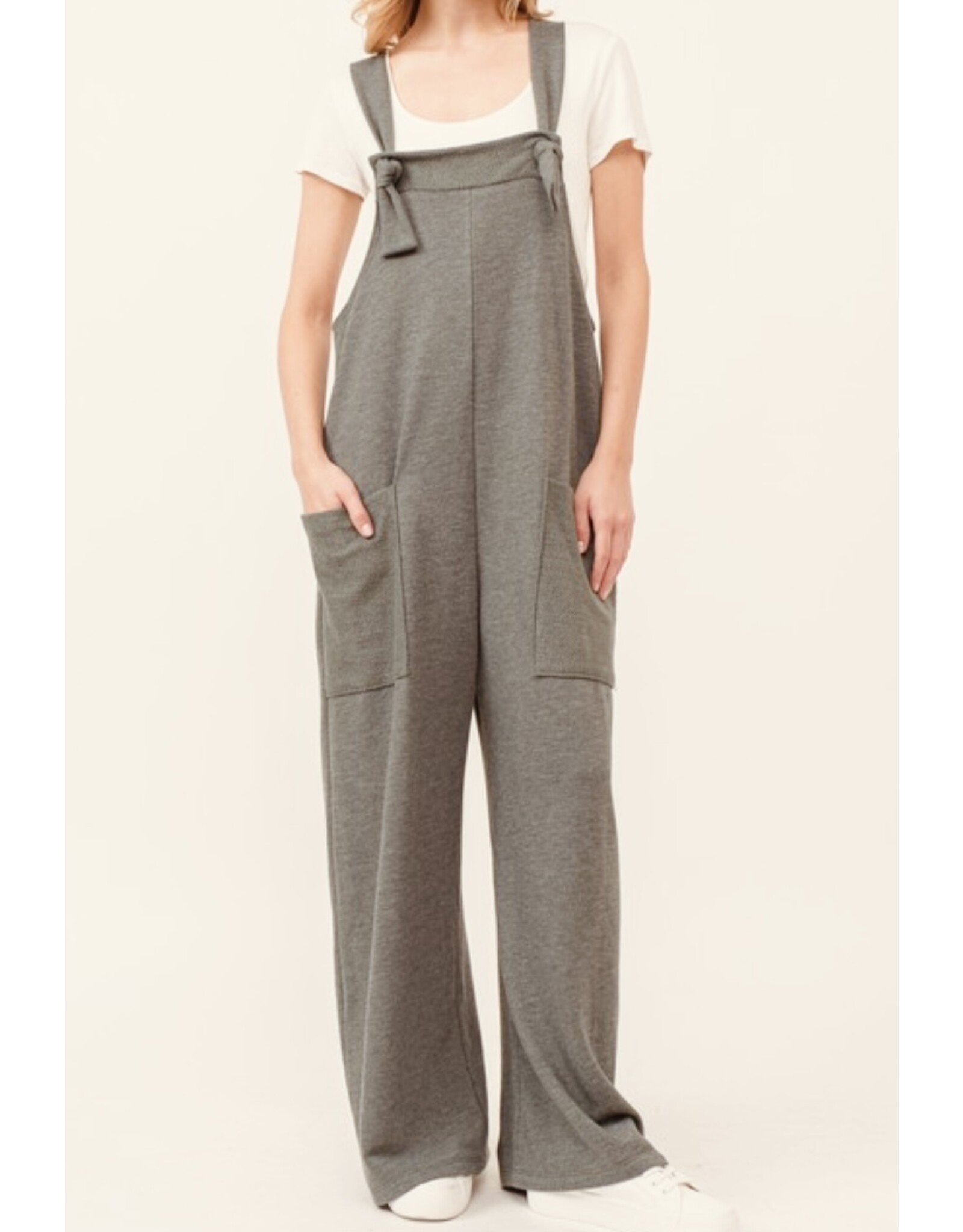 French terry tie strap jumpsuit