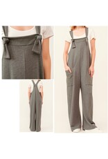 French terry tie strap jumpsuit
