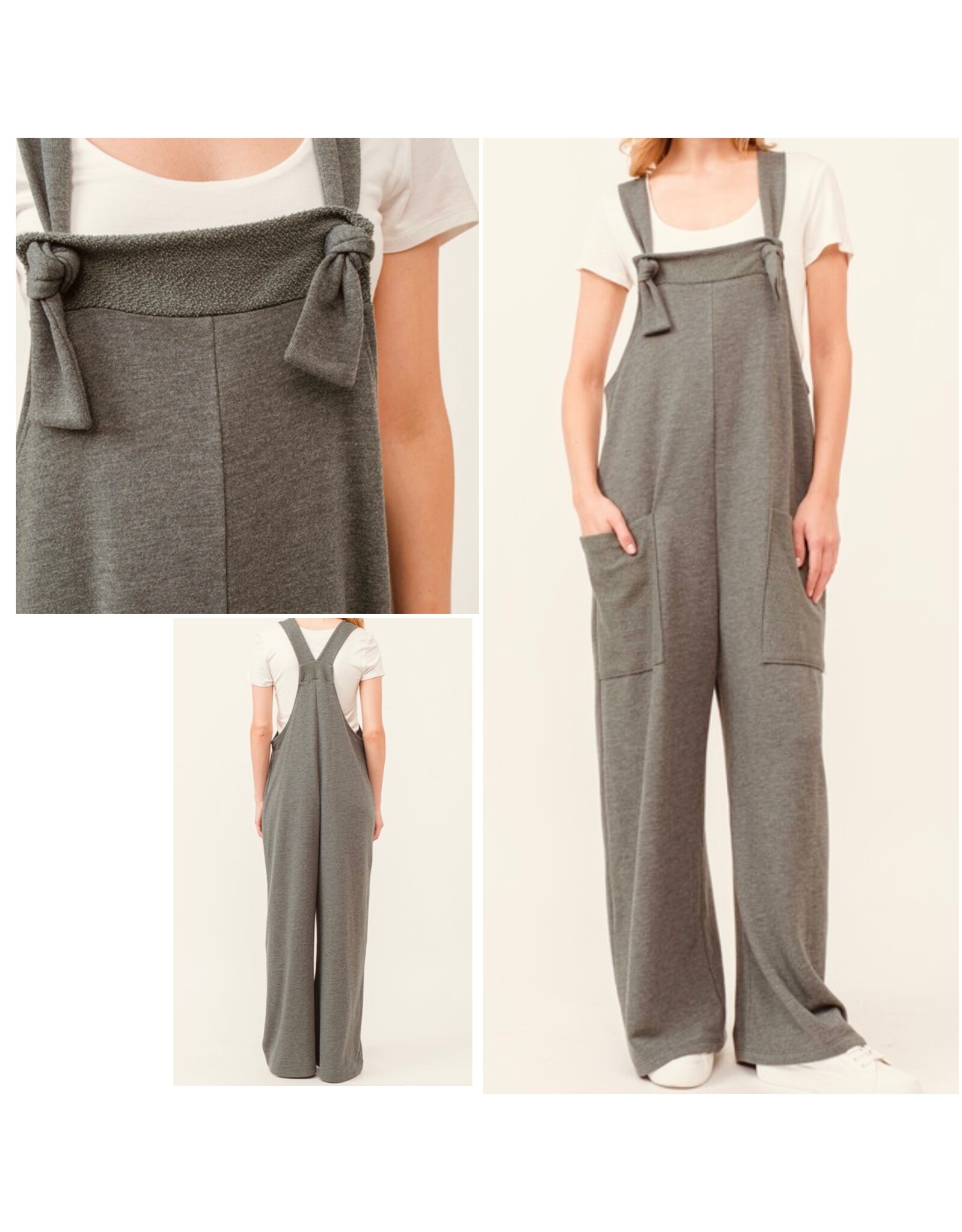 French terry tie strap jumpsuit