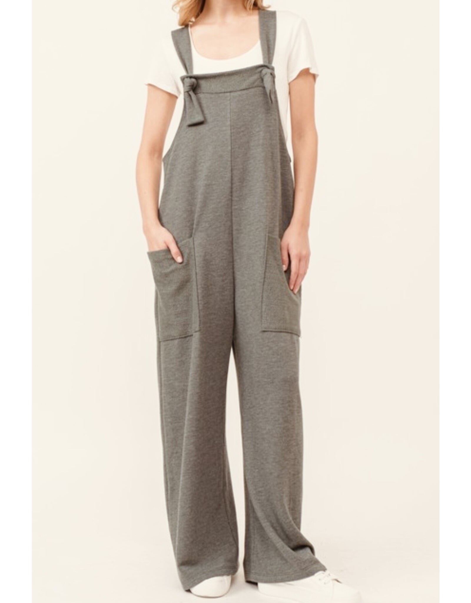 French terry tie strap jumpsuit